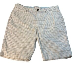 Original Penguin Men's Plaid Shorts size 34 Flat Front Casual Golf Khaki
